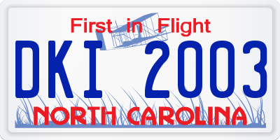NC license plate DKI2003