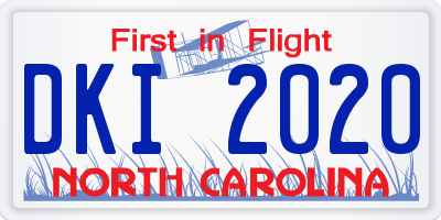 NC license plate DKI2020