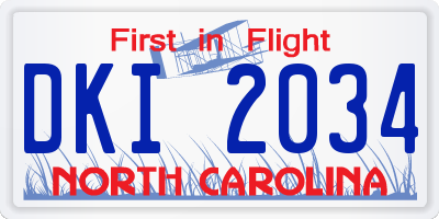 NC license plate DKI2034