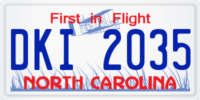 NC license plate DKI2035