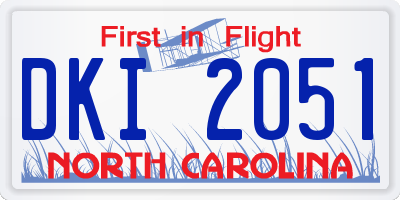 NC license plate DKI2051