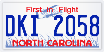 NC license plate DKI2058
