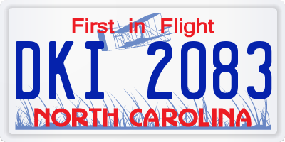 NC license plate DKI2083