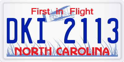 NC license plate DKI2113