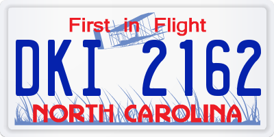 NC license plate DKI2162