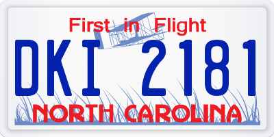 NC license plate DKI2181