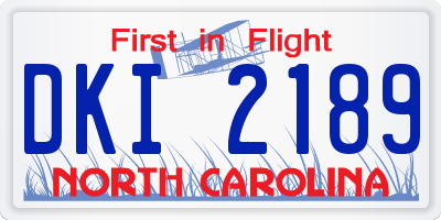 NC license plate DKI2189