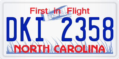 NC license plate DKI2358