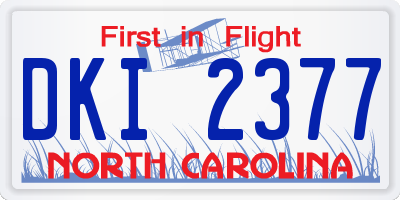NC license plate DKI2377
