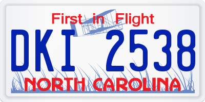 NC license plate DKI2538