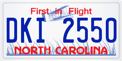 NC license plate DKI2550