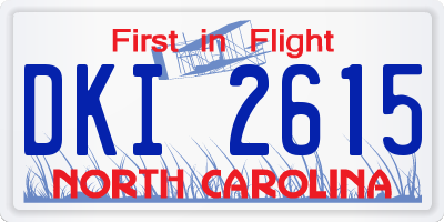 NC license plate DKI2615