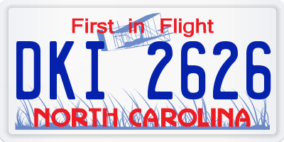 NC license plate DKI2626