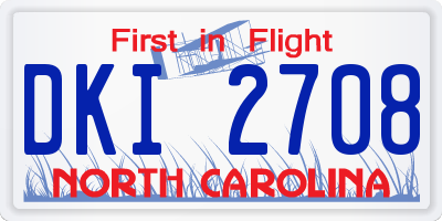 NC license plate DKI2708