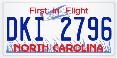 NC license plate DKI2796