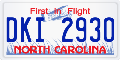 NC license plate DKI2930