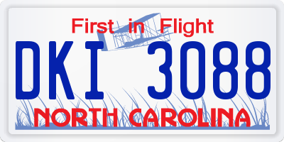 NC license plate DKI3088