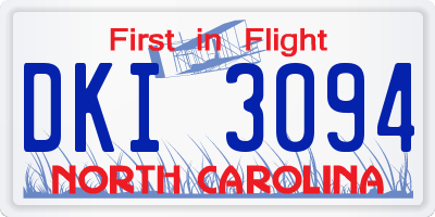 NC license plate DKI3094