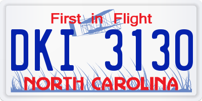 NC license plate DKI3130
