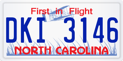 NC license plate DKI3146