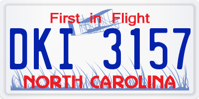 NC license plate DKI3157