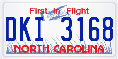 NC license plate DKI3168