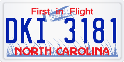NC license plate DKI3181
