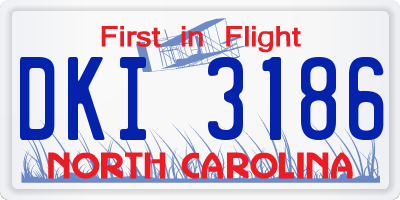 NC license plate DKI3186