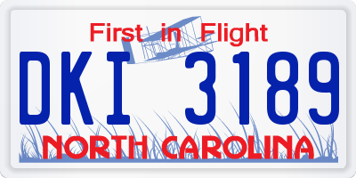 NC license plate DKI3189