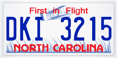 NC license plate DKI3215