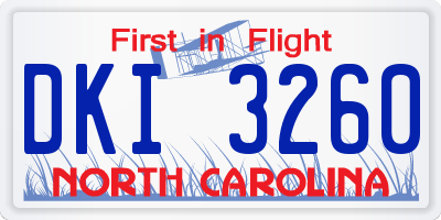 NC license plate DKI3260