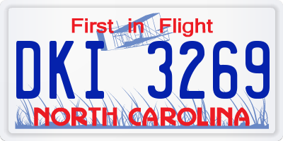 NC license plate DKI3269