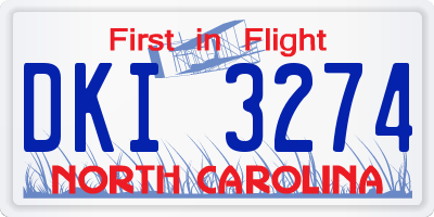 NC license plate DKI3274