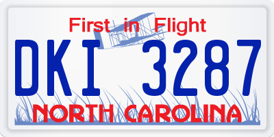 NC license plate DKI3287
