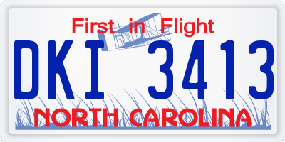 NC license plate DKI3413