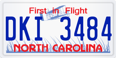 NC license plate DKI3484