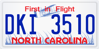 NC license plate DKI3510