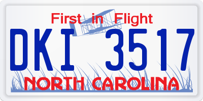 NC license plate DKI3517