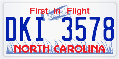 NC license plate DKI3578