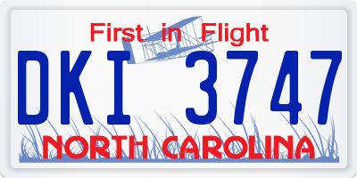 NC license plate DKI3747