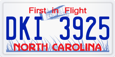 NC license plate DKI3925
