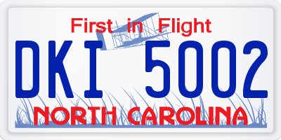 NC license plate DKI5002