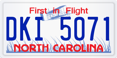 NC license plate DKI5071
