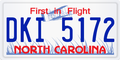 NC license plate DKI5172