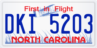 NC license plate DKI5203
