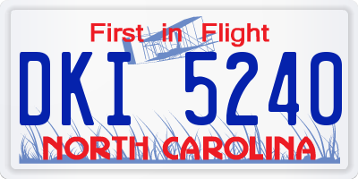 NC license plate DKI5240