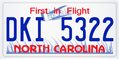 NC license plate DKI5322