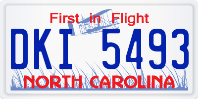 NC license plate DKI5493