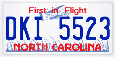 NC license plate DKI5523