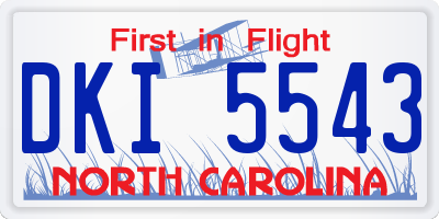 NC license plate DKI5543
